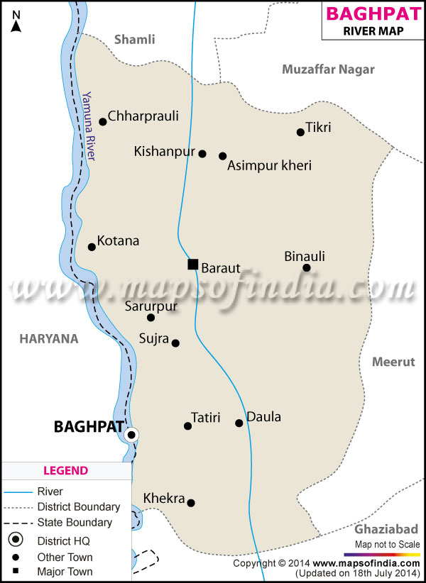 Baghpat In Up Map Baghpat River Map - Uttar Pradesh