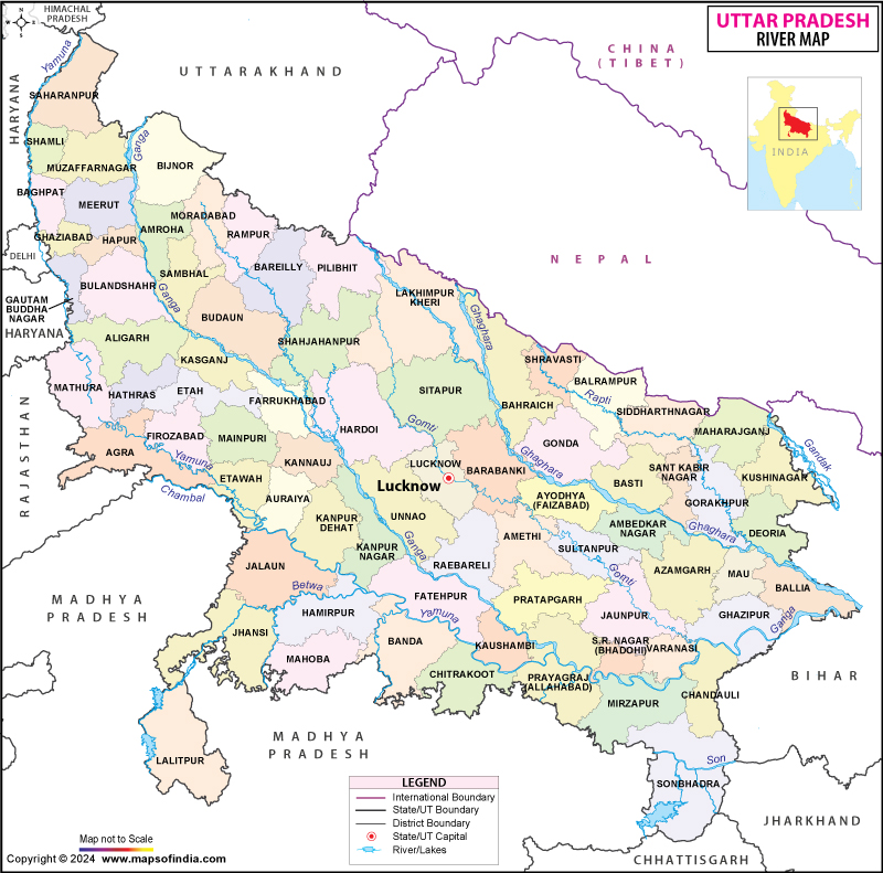 River Map of Uttar Pradesh