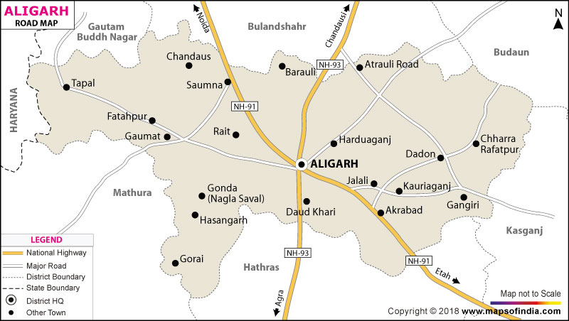 Road Map of Aligarh