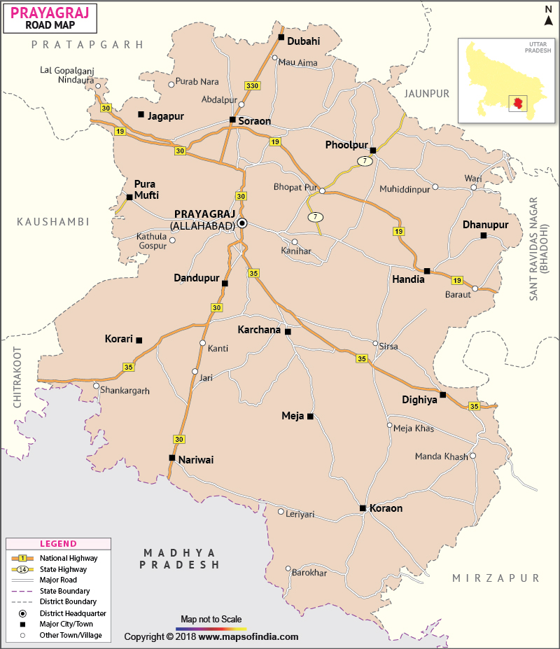 Road Map of Prayagraj