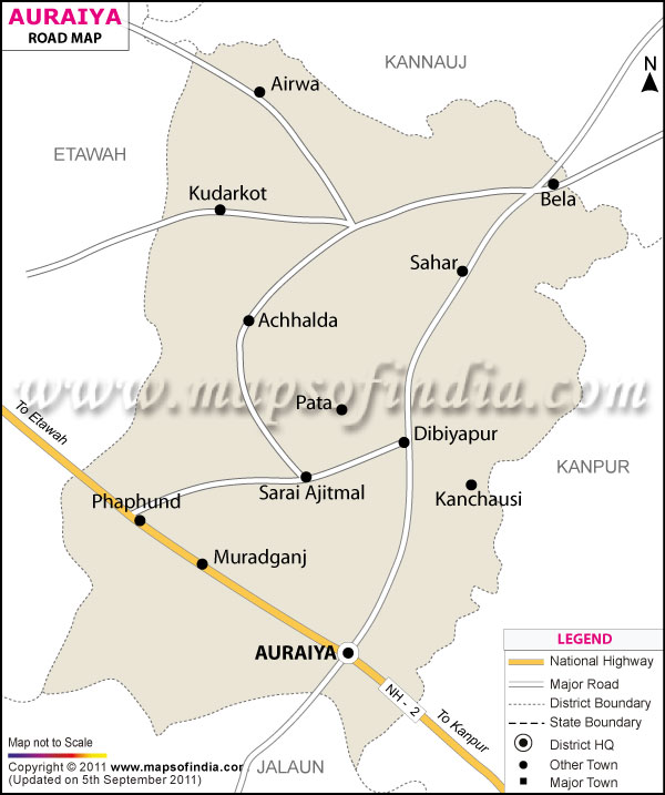 Road Map of Auraiya