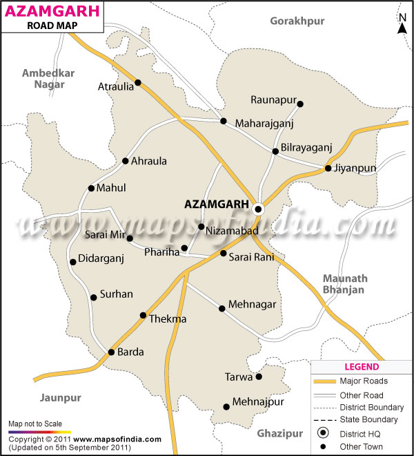 Road Map of Azamgarh