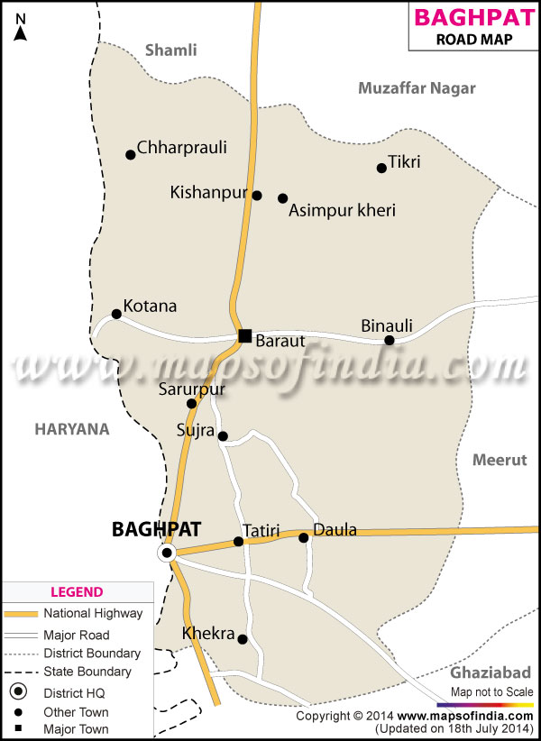 Road Map of Baghpat