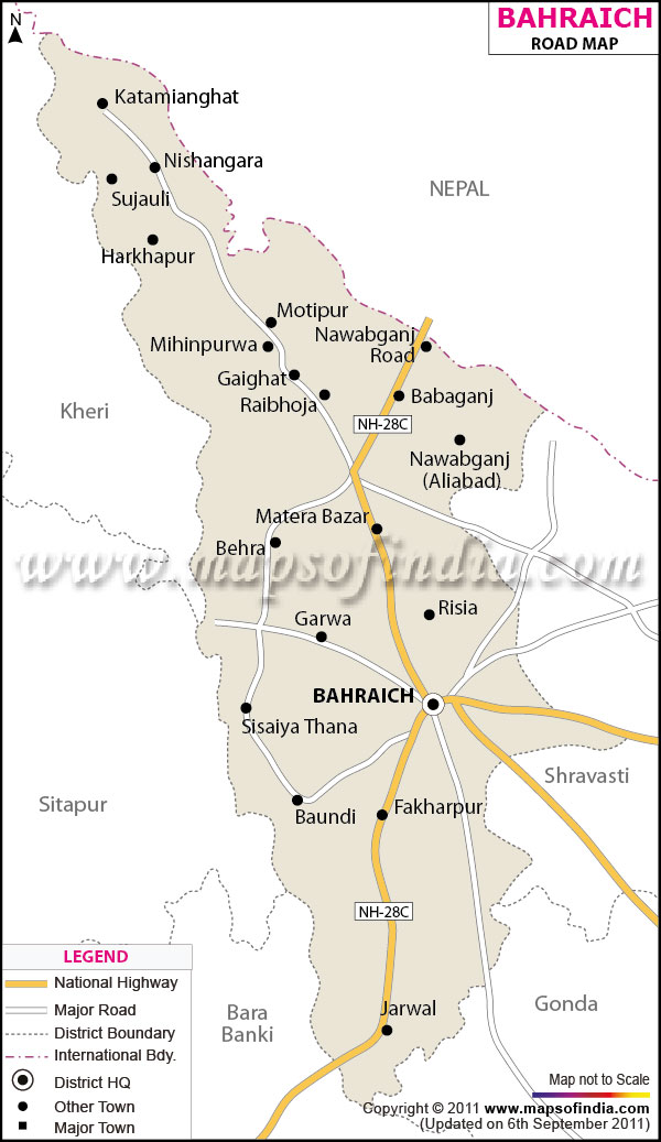 Road Map of Bahraich