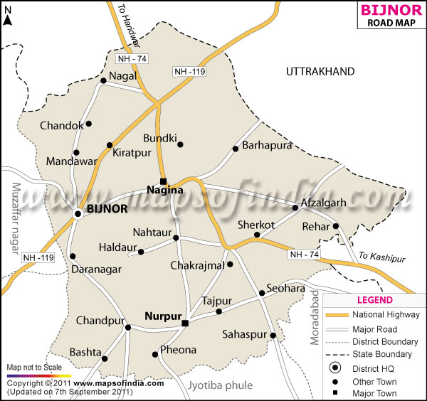 Road Map of Bijnor