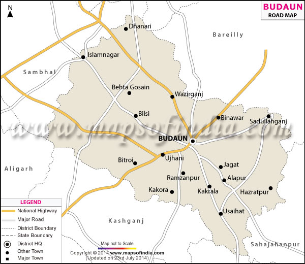 Road Map of Budaun