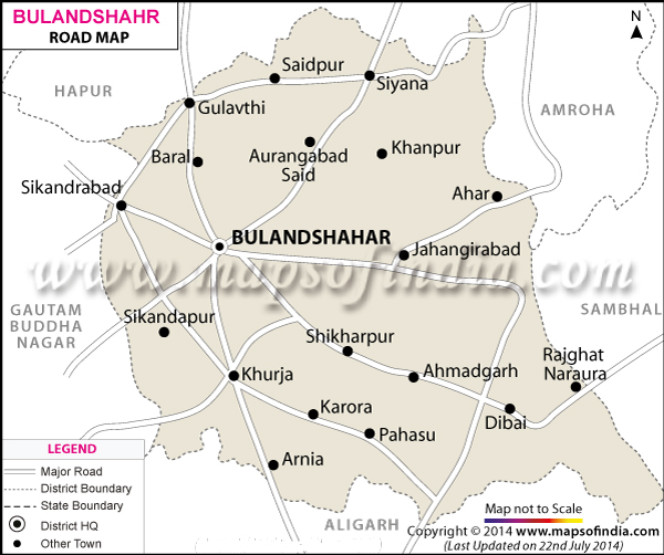 Road Map of Bulandshahar