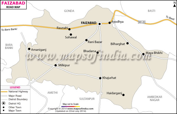 Road Map of Faizabad