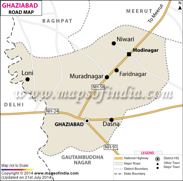 Road Map of Ghaziabad