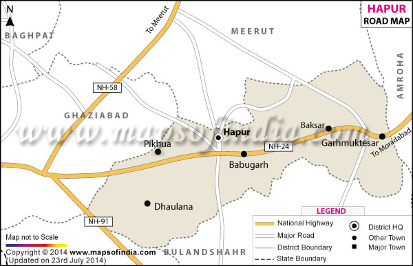 Road Map of Hapur
