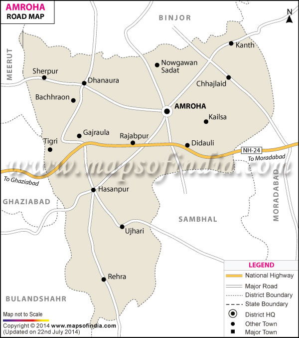 Road Map of Jyotiba Phule Nagar