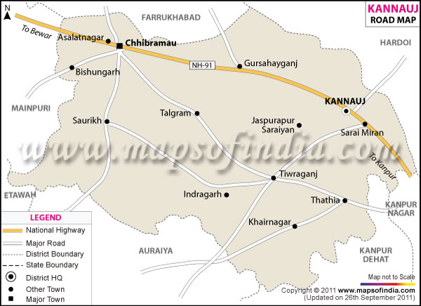 Road Map of Kannauj