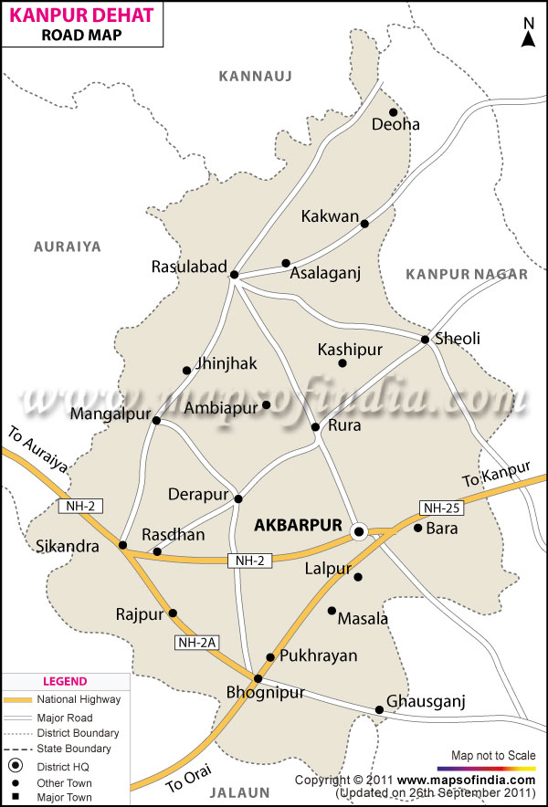 Road Map of Kanpur Dehat