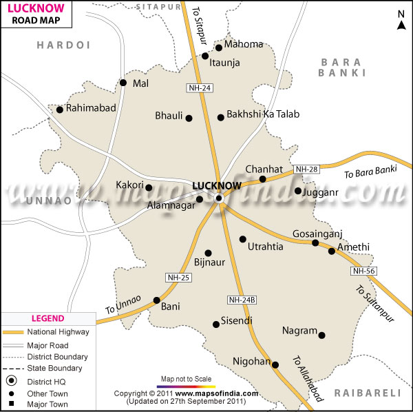 Road Map of Lucknow