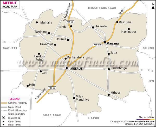 Road Map of Meerut