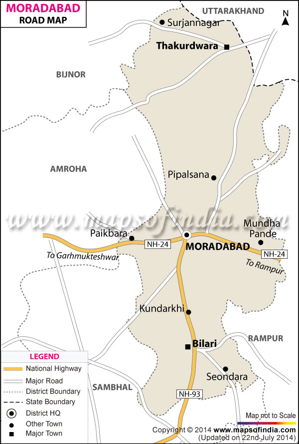 Road Map of Moradabad