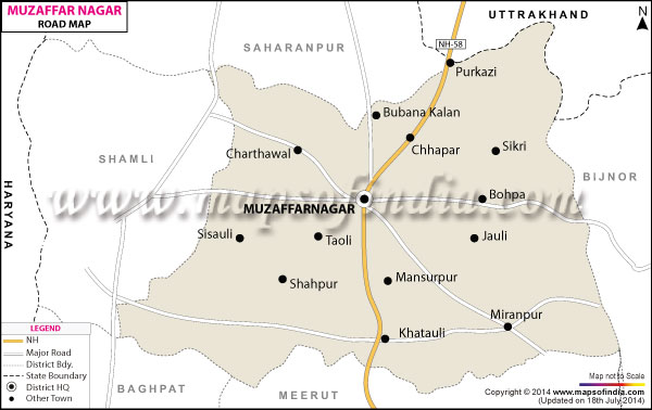 Road Map of Muzaffarnagar