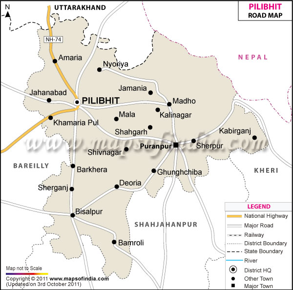 Road Map of Pilibhit