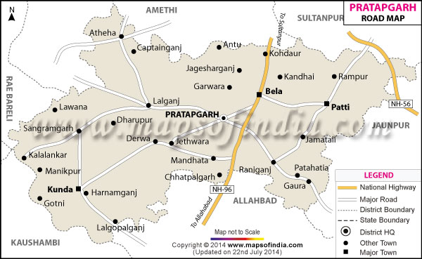 Road Map of Pratapgarh