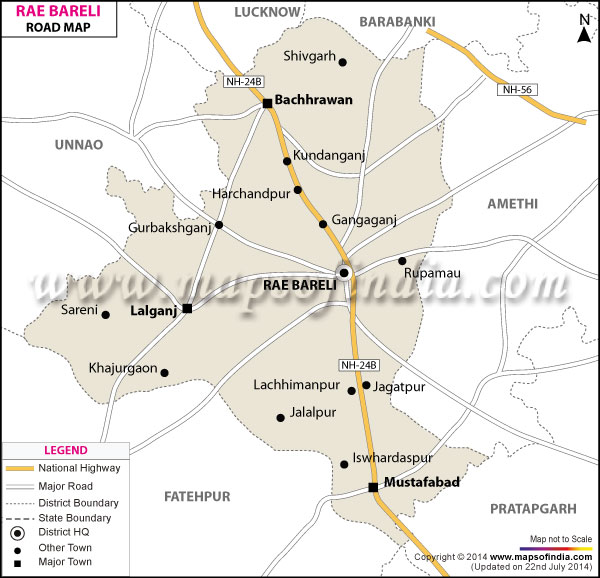 Road Map of Rae Bareli