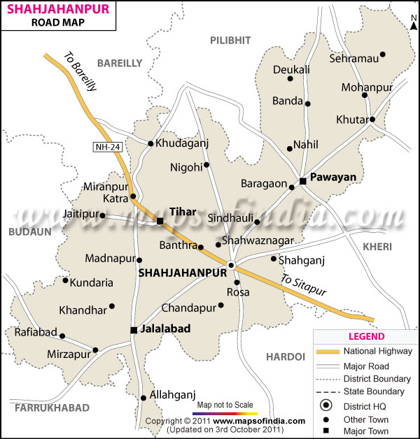 Road Map of Shahjahanpur
