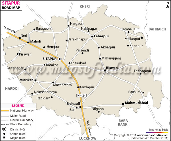Road Map of Sitapur