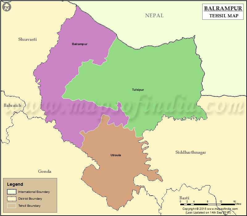 Balrampur In Up Map Balrampur Tehsil Map