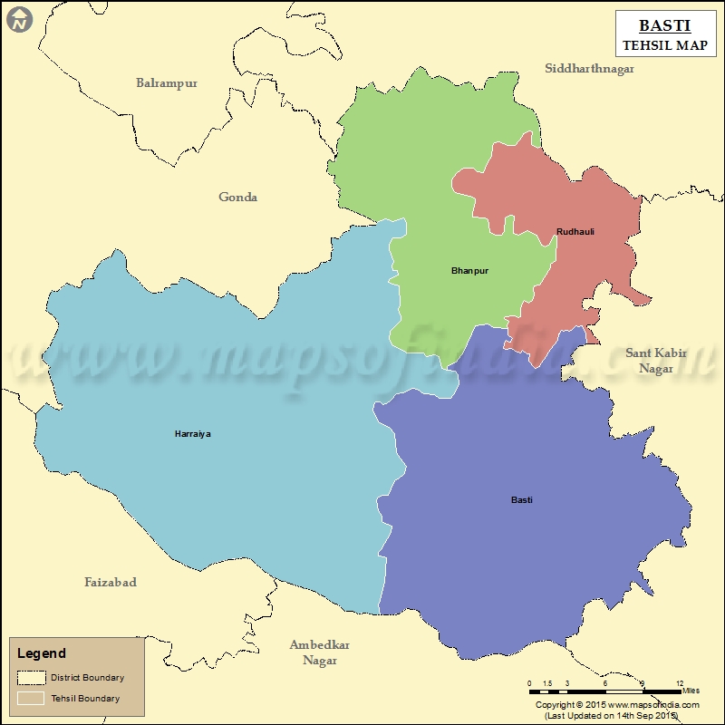 Tehsil Map of Basti