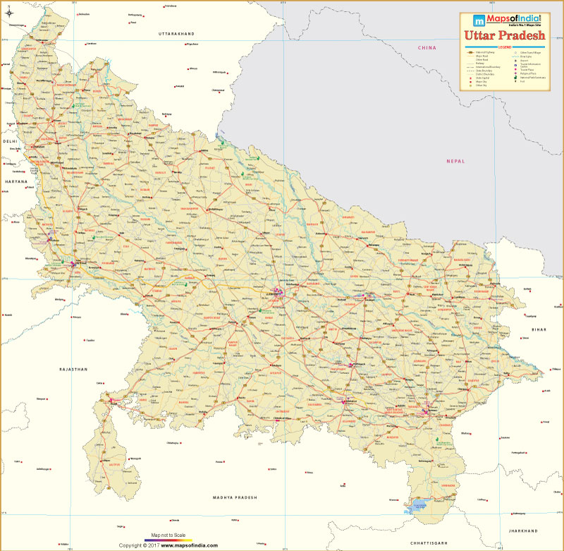 Uttar Pradesh Large Map in HD