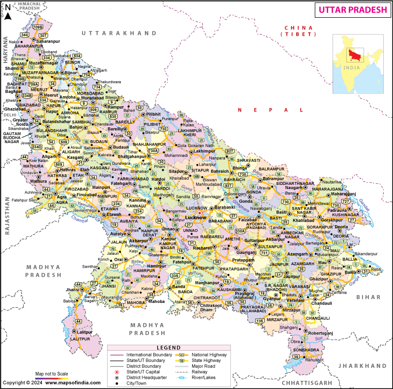 up map in india Uttar Pradesh Map State Divisions And District Information Of Up up map in india