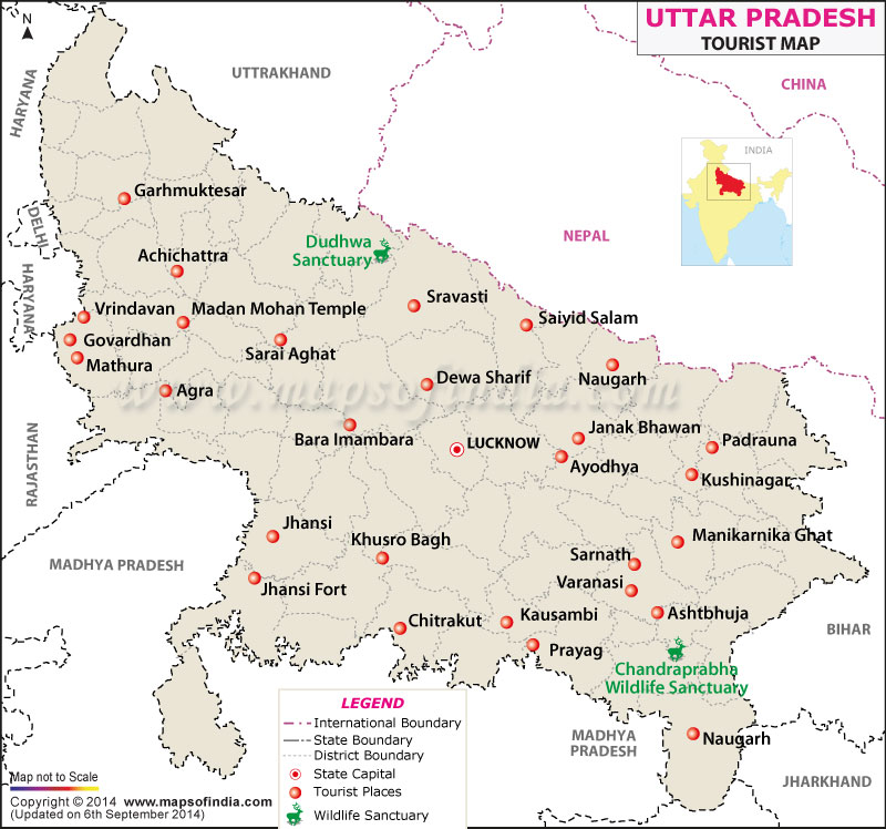 Travel Map of Uttar Pradesh