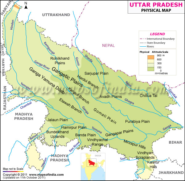 Physical Map of Uttar Pradesh