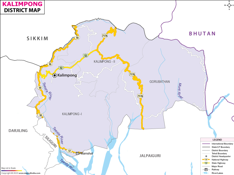 kalimpong district tourist map