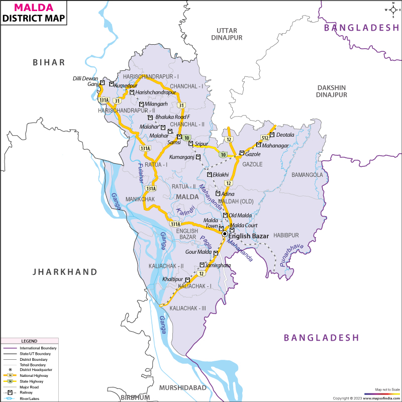 District Map of Malda
