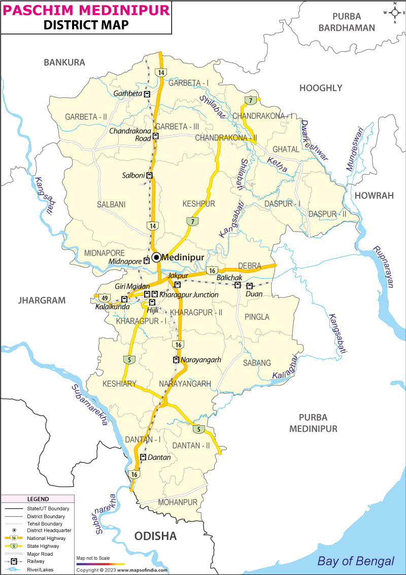 District Map of Paschim Medinipur