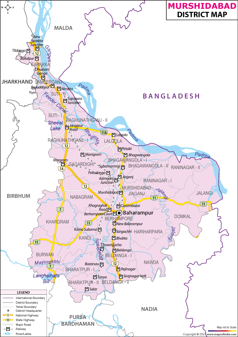 District Map of Murshidabad