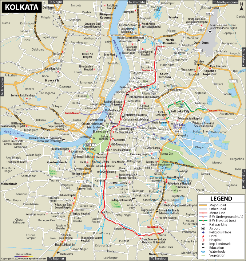 kolkata tourist places in map