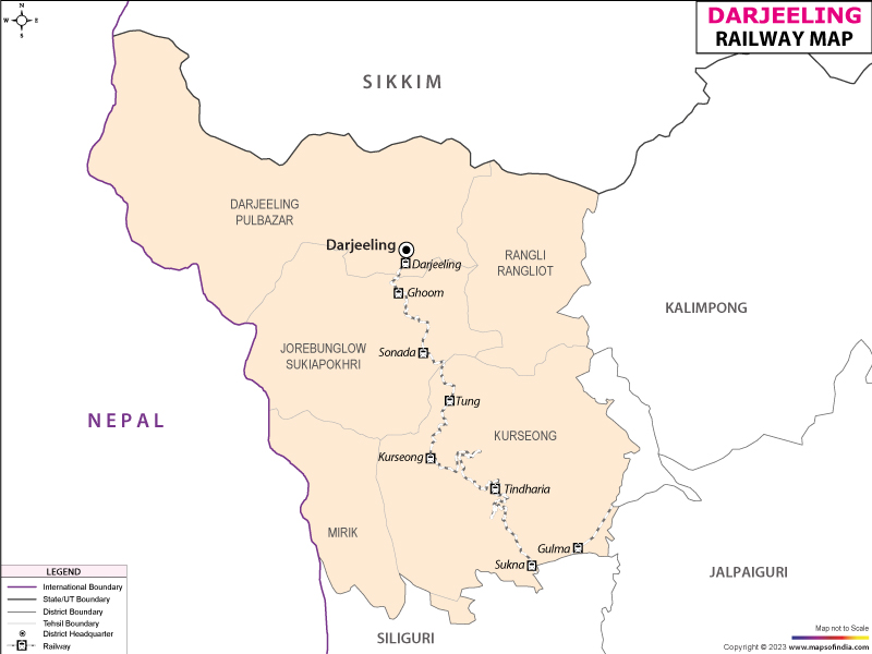 Railway Map of Darjeeling