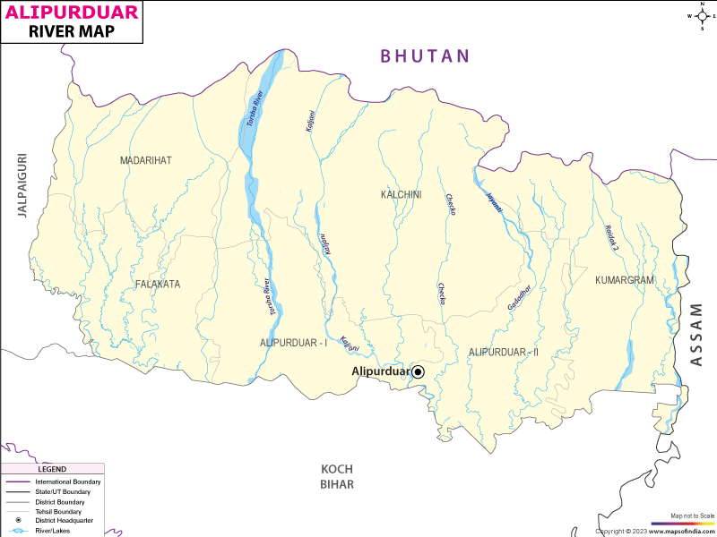 River Map of Alipurdaur