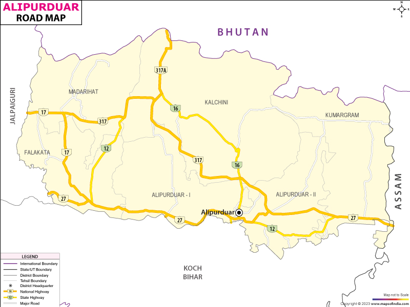 Road Map of Alipurduar