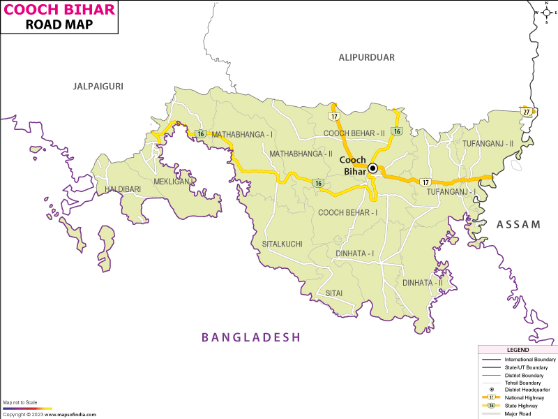 Road Map of Cooch Behar