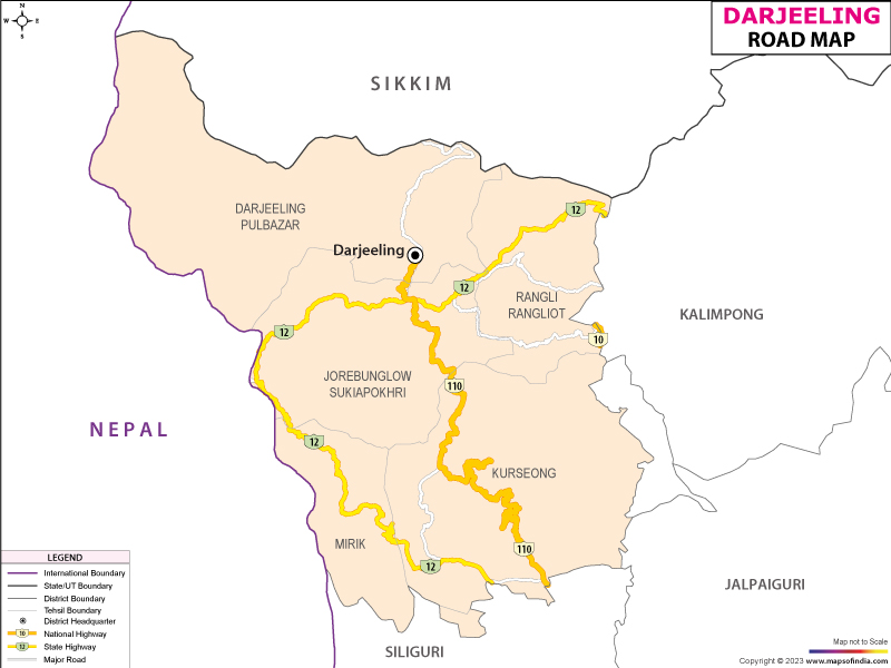 Road Map of Darjeeling