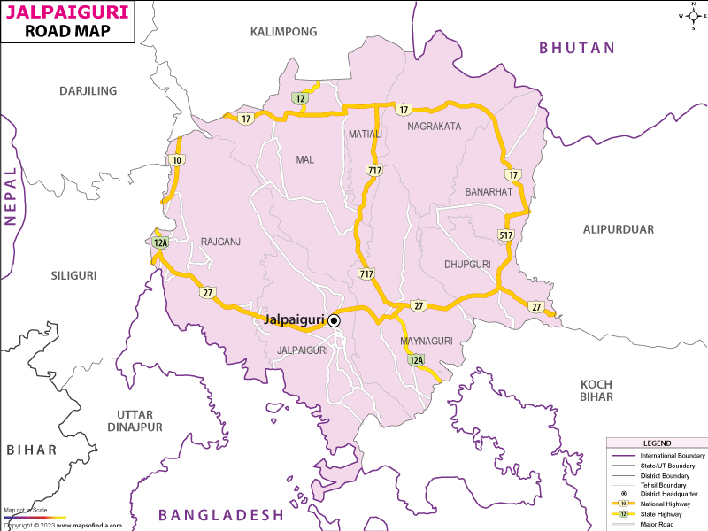 Road Map of Jalpaiguri