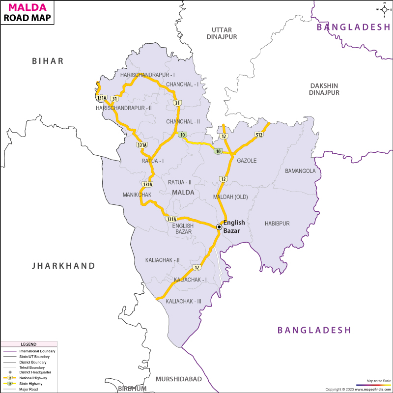 Road Map of Malda