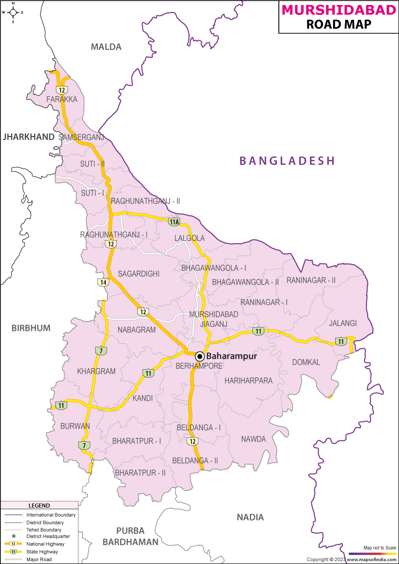 Road Map of Murshidabad