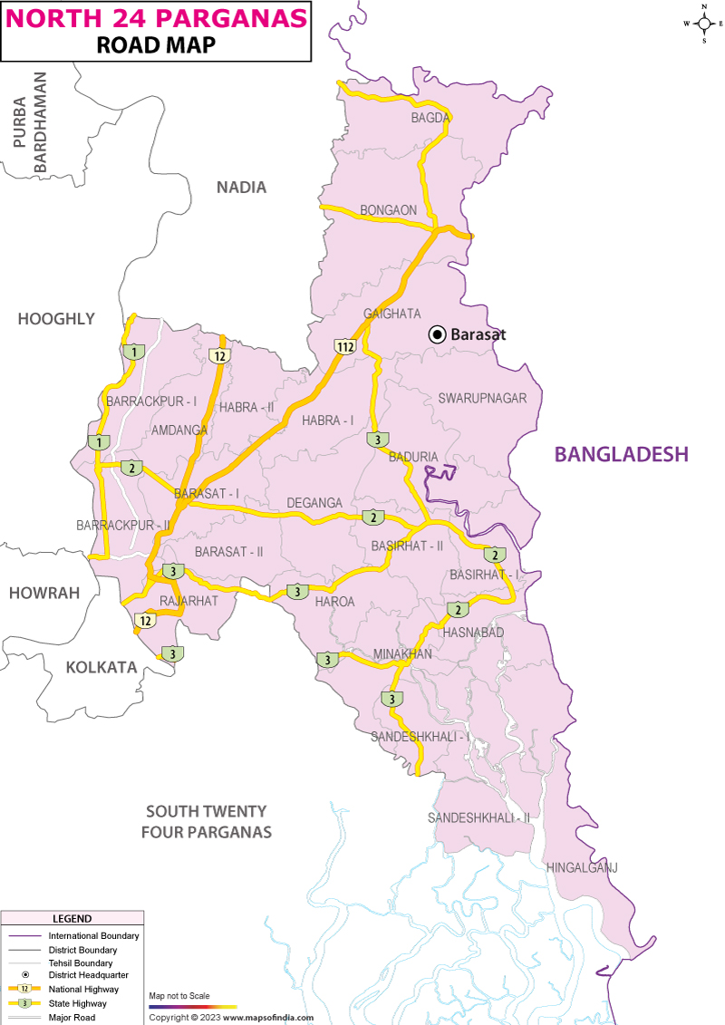 Road Map of North 24-Parganas