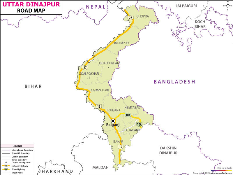Road Map of Uttar Dinajpur