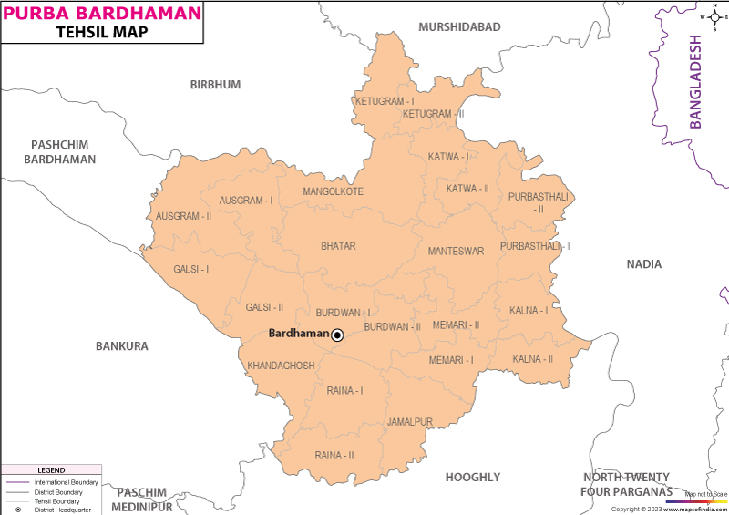 PurbaBardhaman Tehsil Map, Blocks in PurbaBardhaman