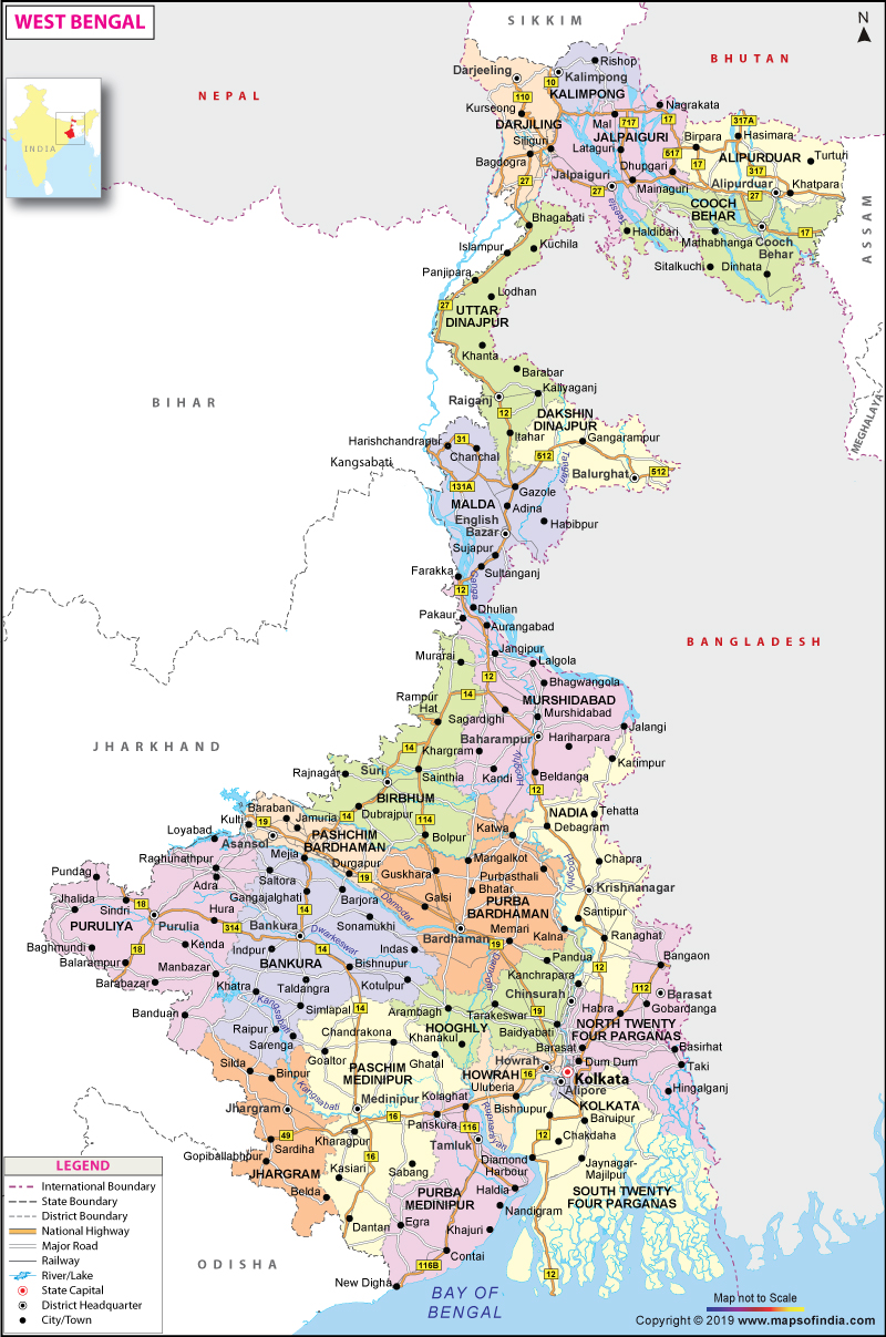 West Bengal District Map West Bengal Political Map 53 OFF