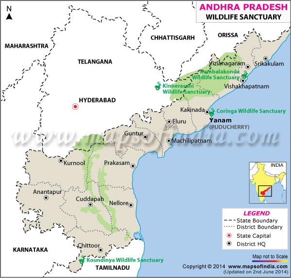 Map of Andhra Pradesh Wildlife Sanctuaries